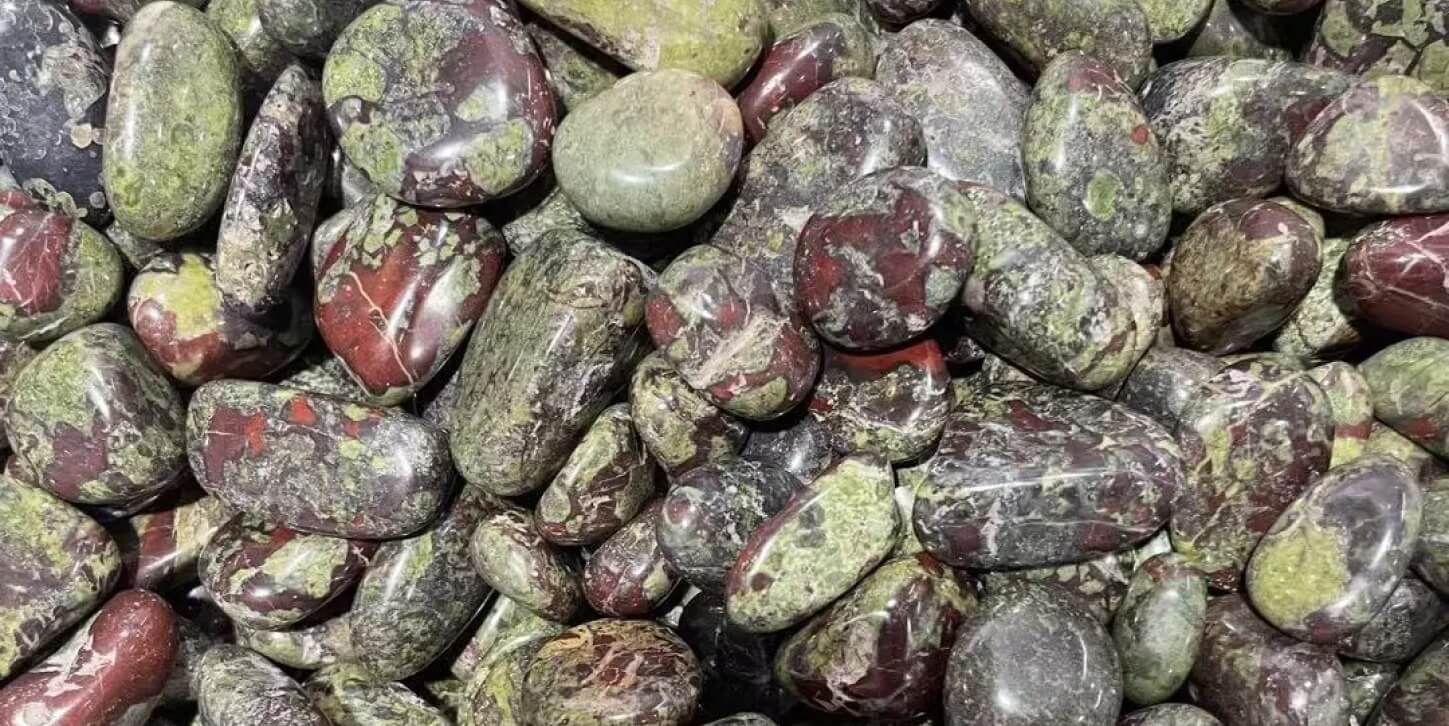 Bloodstone crystals with green and red speckles